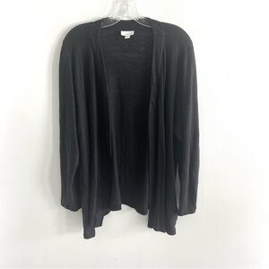 J Jill Love Linen 100% Open Cardigan Sweater Black Lightweight XL